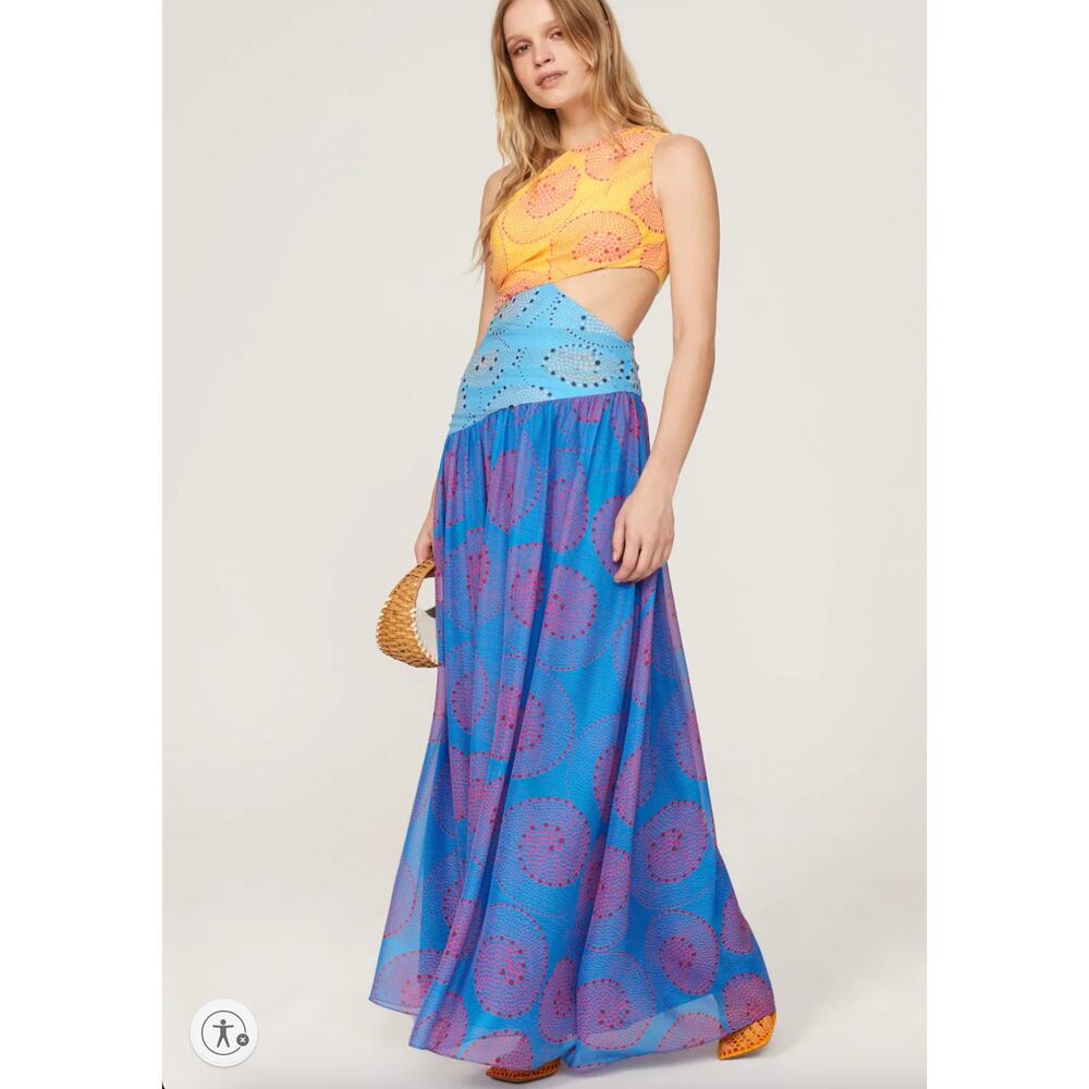 STAUD Yellow and Blue Maxi Dress
